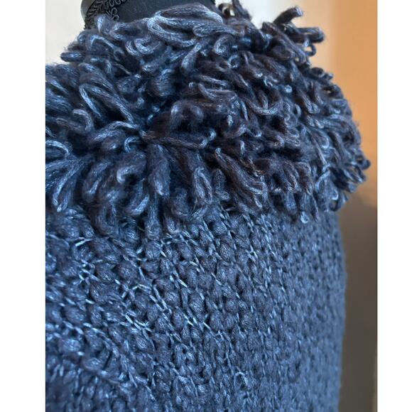 Chico's Duster Cardigan Women's Medium Size 1 Black Gray Knit Fringe Clasp Close - Picture 9 of 14